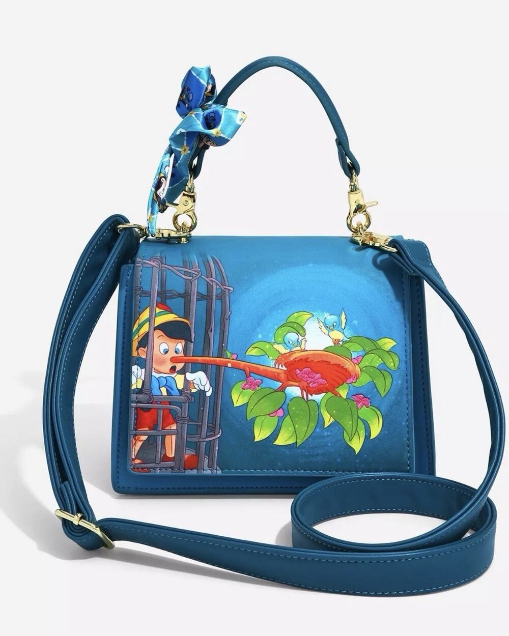 Disney Loungefly Pinocchio Crossbody Handbag Teal Jiminy Cricket Discontinued